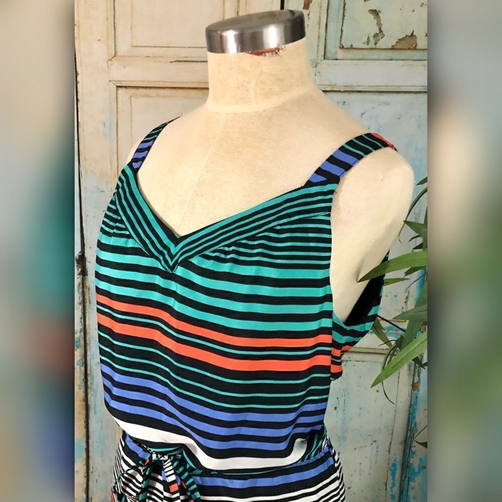 Merona Multicolored Striped Tie Waist Dress - Picture 4 of 8